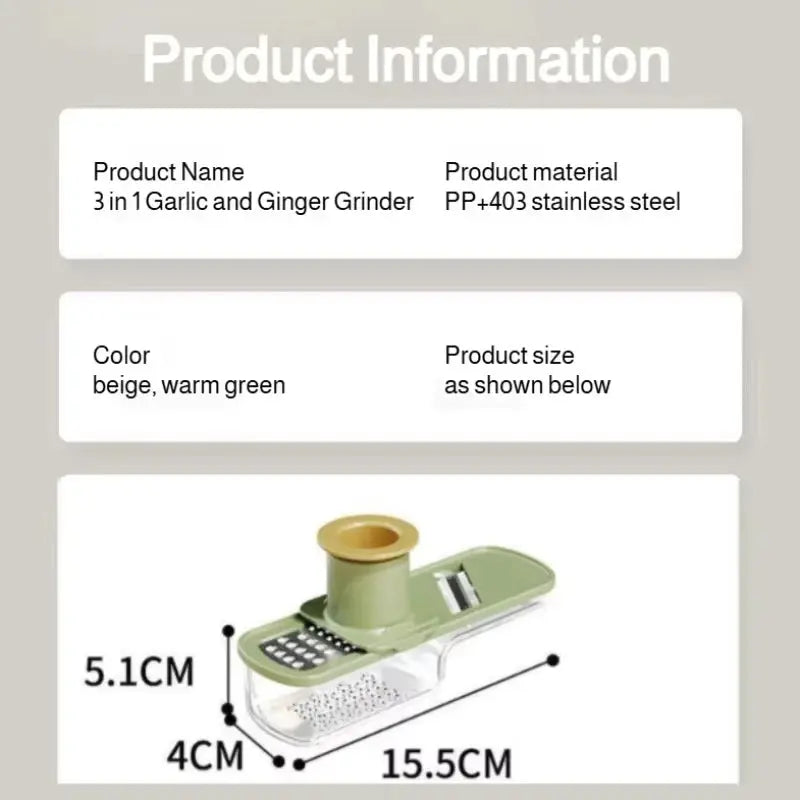 3-in-1 Multifunctional Ginger and Garlic Grinder Home Kitchen Slicer All Grinder Mivonova