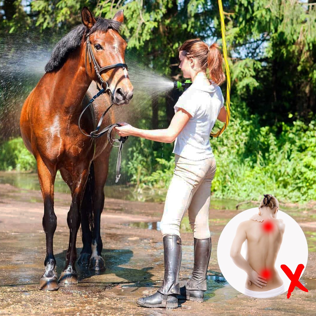 Hestebademundstykke | Indbygget shampoo | Spar shampoo 60 % | Plastik Pantino